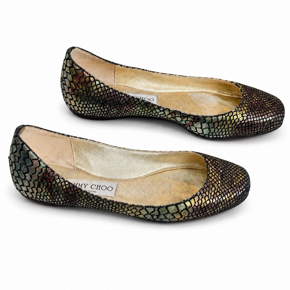 Jimmy Choo Ballet Flats 36 US 6 Metallic Snake Whimsigoth Fairy Grunge Y2K Boho